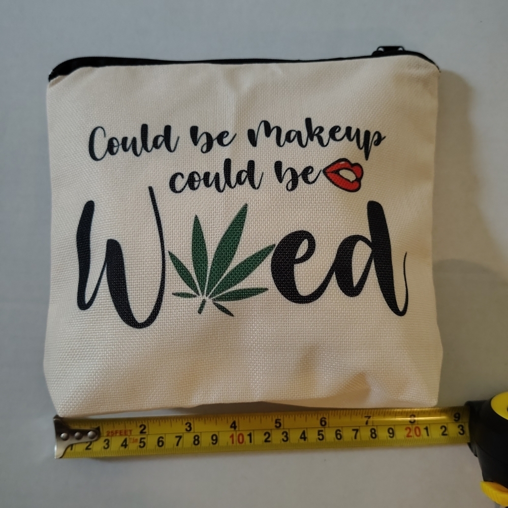 Stylish Cream Makeup Pouch Weed Funny